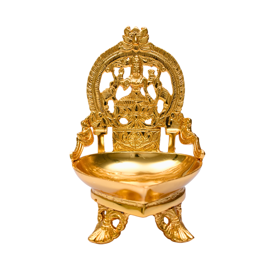 Brass Karumbu Kamatchi Agal Lamp Gold Plated Specially From Nachiyarkovil Kumbakonam (10 SGD For Preorder & Delivery In 15 Days) - 9 Inches