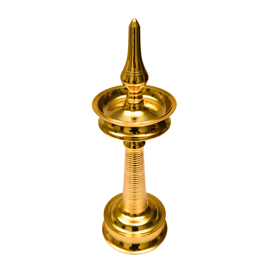 Brass Kerala Lamp Nilavilakku Gold Plated Specially From Nachiyarkovil Kumbakonam (10 SGD For Preorder & Delivery In 15 Days) - 2 pc