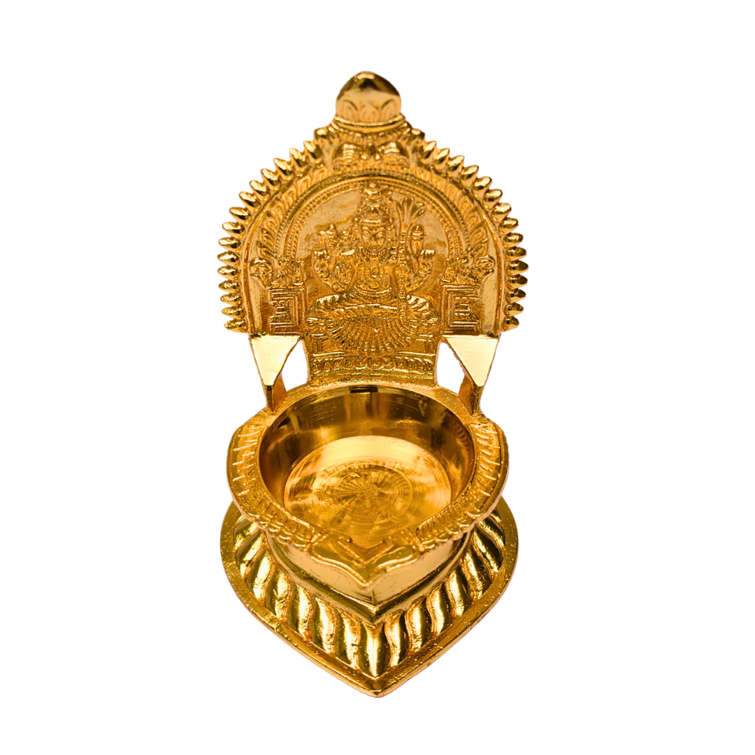 Brass Karumbu Kamatchi Oil Lamp Gold Plated Specially From Nachiyarkovil Kumbakonam (10 SGD For Preorder & Delivery In 15 Days) - 1 Pc