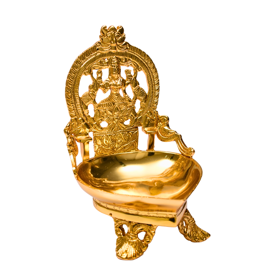 Brass Karumbu Kamatchi Agal Lamp Gold Plated Specially From Nachiyarkovil Kumbakonam (10 SGD For Preorder & Delivery In 15 Days) - 9 Inches