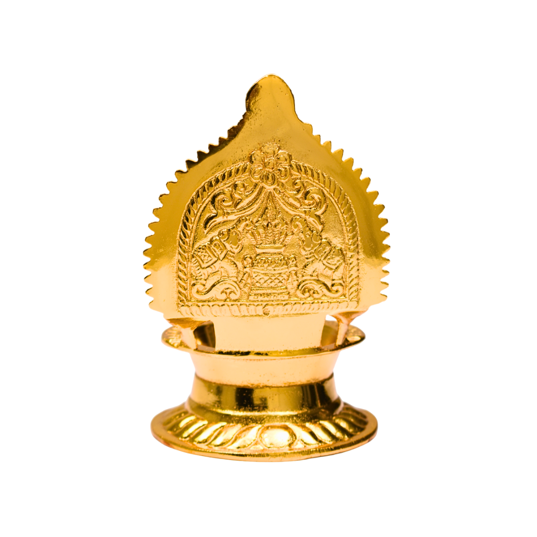 Brass Karumbu Kamatchi Oil Lamp Gold Plated Specially From Nachiyarkovil Kumbakonam (10 SGD For Preorder & Delivery In 15 Days) - 1 Pc