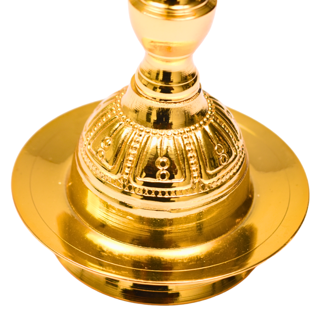 Brass Kashi Muruga Lamp Gold Plated Specially From Nachiyarkovil Kumbakonam (10 SGD For Preorder & Delivery In 15 Days) - 2 Pc
