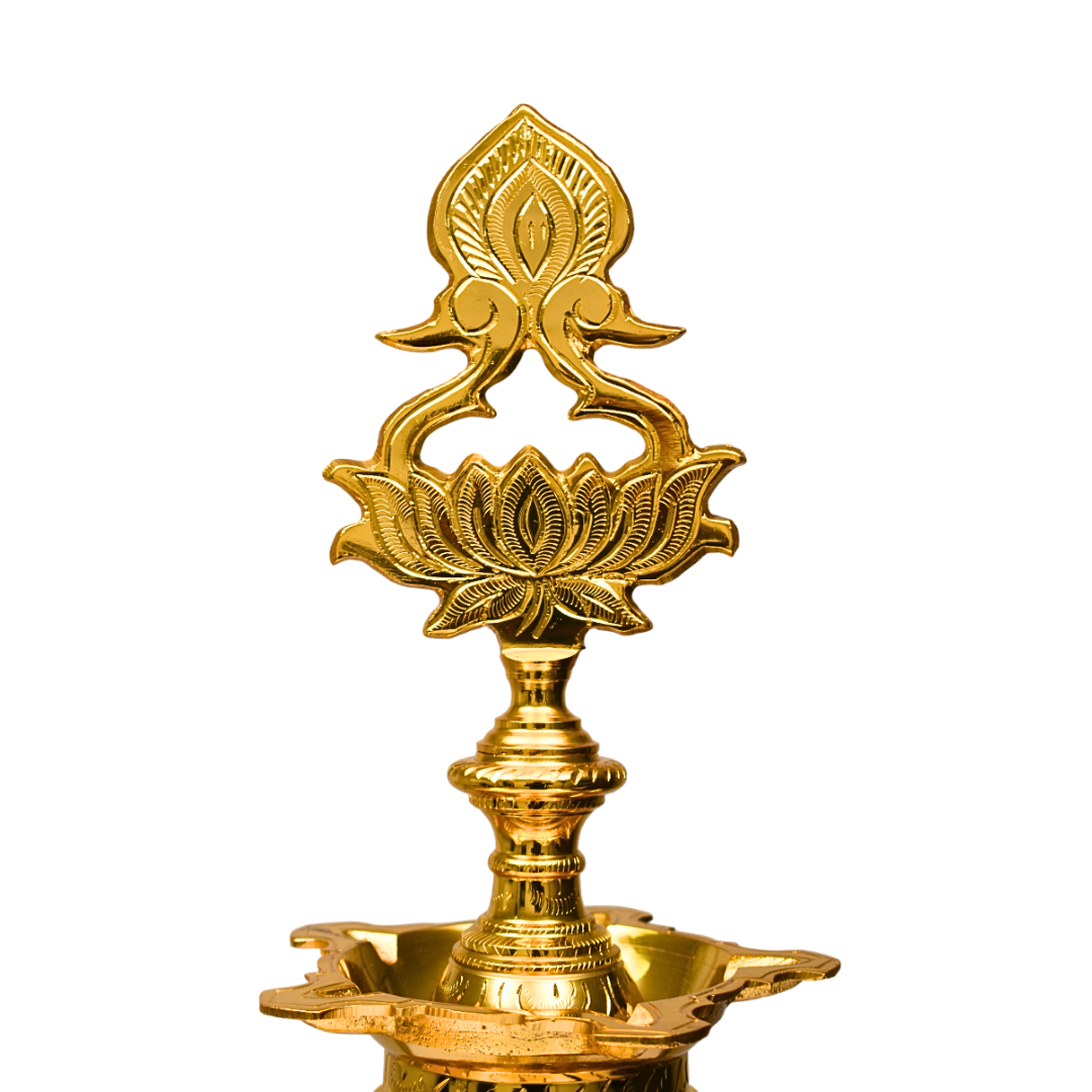Brass Nagas Swan Kuthu Vilakku Gold Plated Specially From Nachiyarkovil Kumbakonam (10 SGD For Preorder & Delivery In 15 Days) - Set Of 2 (2.5 Feet )