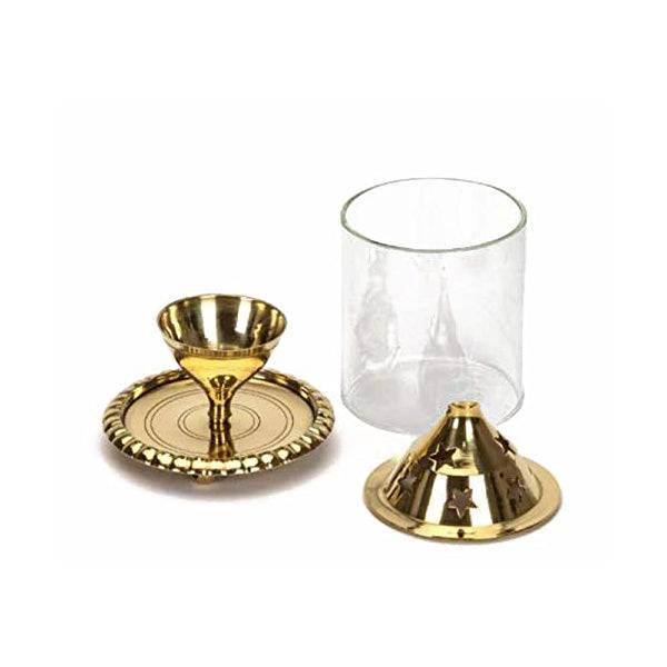 Brass Glass Diya (Vilakku) Specially From Nachiyarkovil Kumbakonam (10 SGD For Preorder & Delivery In 15 Days) - 1 Pc