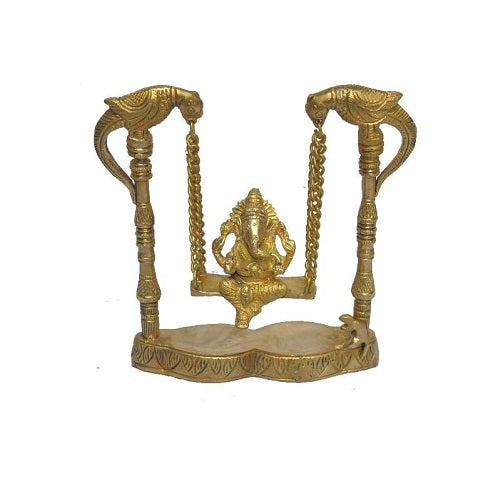 Brass Oonjal Ganesha Idol (Vinayagar) Specially From Nachiyarkovil Kumbakonam (10 SGD For Preorder & Delivery In 15 Days) - 8 Inch