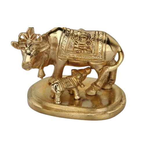 Brass Cow & Calf Idol (Komatha) Idol Specially From Nachiyarkovil Kumbakonam (10 SGD For Preorder & Delivery In 15 Days) - 2.5 Inch