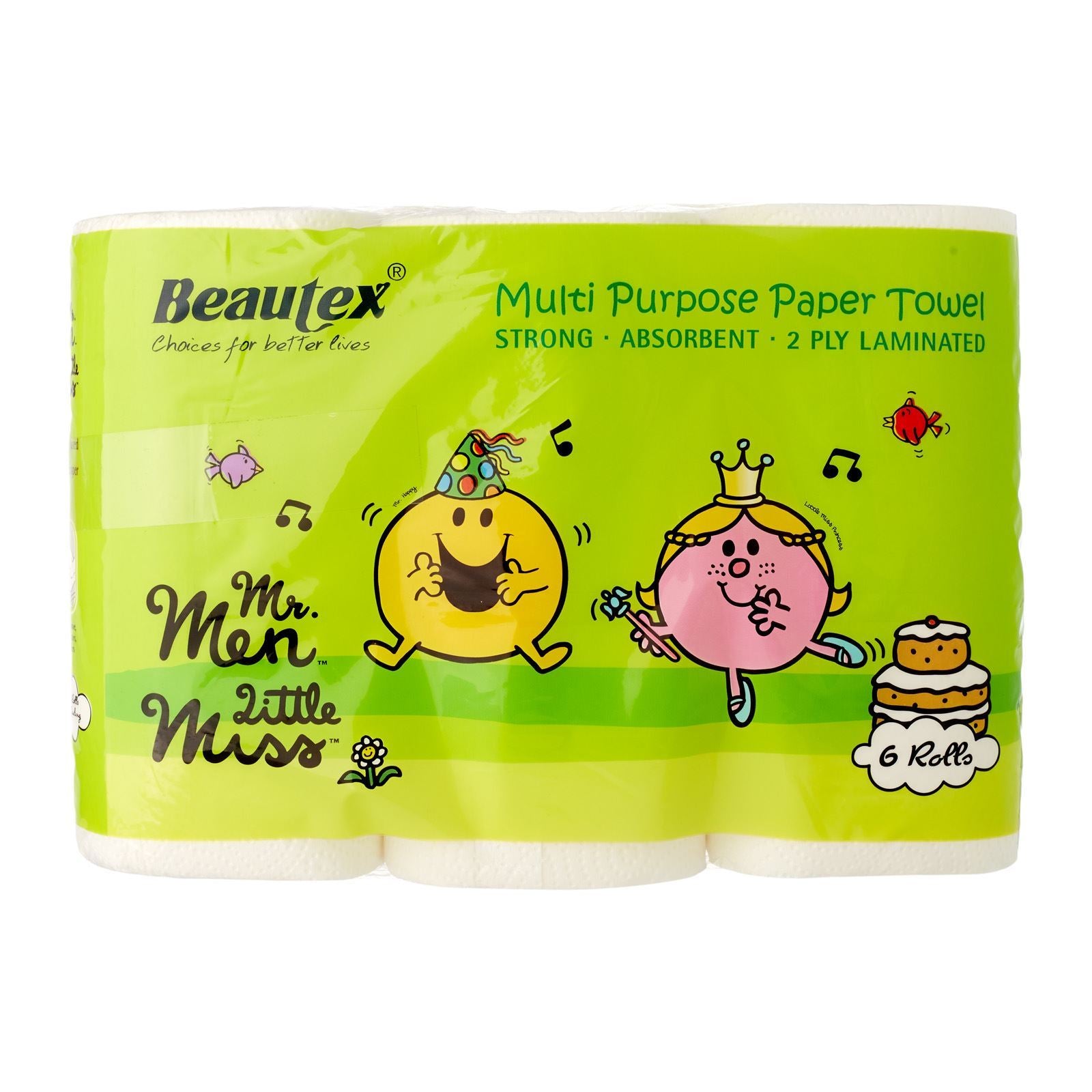 BEAUTEX  Mr Men and Little Miss Pure Pulp Kitchen Towel